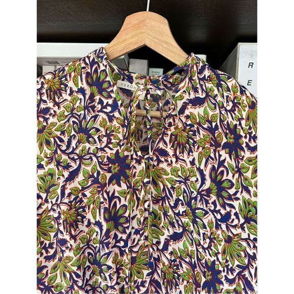 Veronica Beard Boho Drop Waist Purple & Green Floral Mini Dress Size 0 - Picture 6 of 7